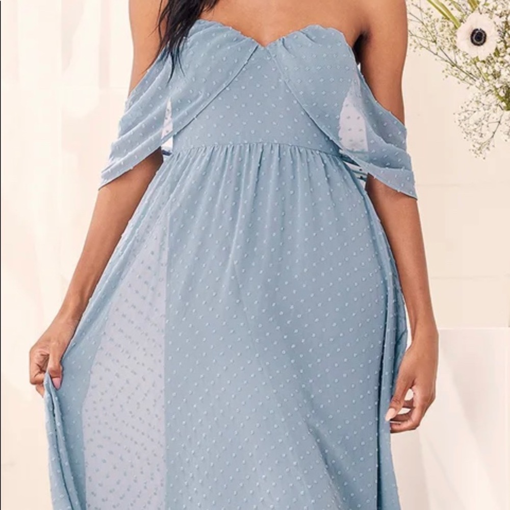 Lulus dress in slate blue. New with tags. size small.
